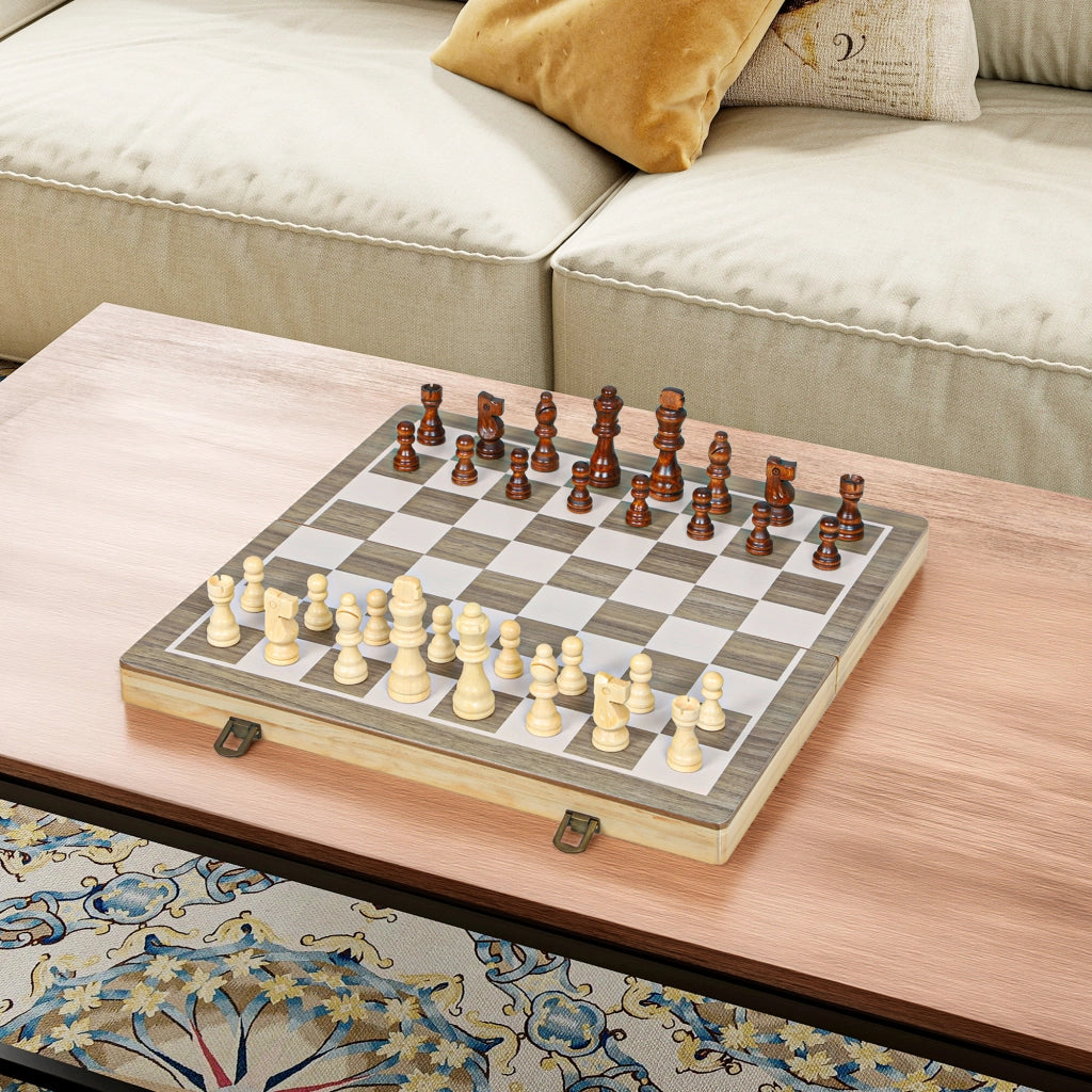 Set Giochi Scacchi e Dama Portatile ¨C Minimal ¨C Walnut