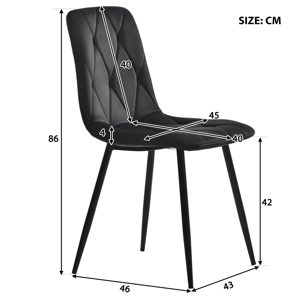 SEDIA da pranzo in velluto nero Set da 4 pezzi