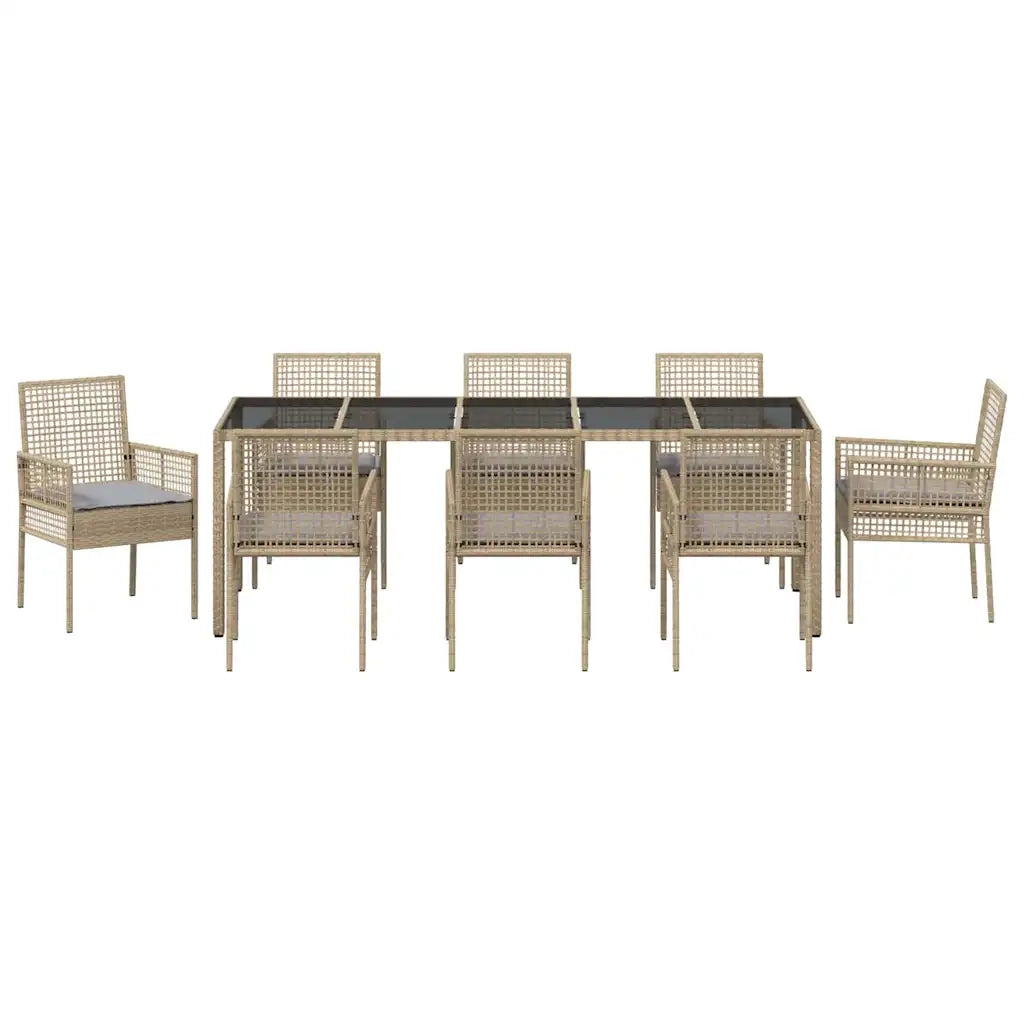 Set da Pranzo per Giardino 9 pcs Beige polyrattan 3334885