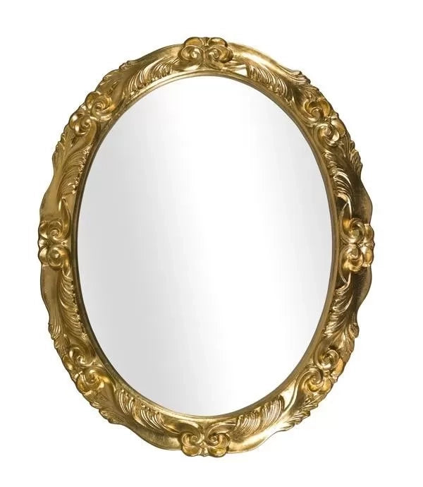 Mobili2g - specchiera in foglia oro ovale-sagomata misura : l.89 x h. 69 x p. 6