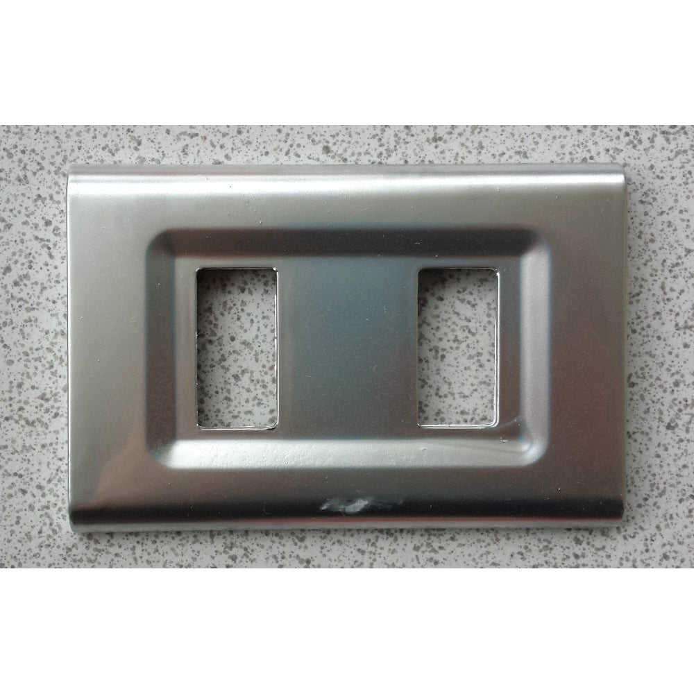 Trade Shop - Placchette Placche In Abs Serie Magic Elite Bticino Compatibili Color Copriprese - Argetno Lucido -2 Fori     -