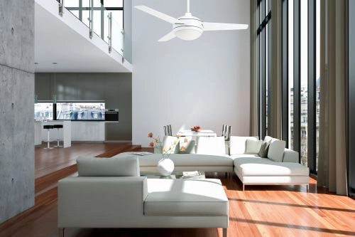 Vam Ventilatore da soffitto bianco 132 cm con luce e telecomando con sensore temperatura
