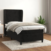 Giroletto a Molle con Materasso-Struttura Letto Nero 80x200 cm in Velluto 739938