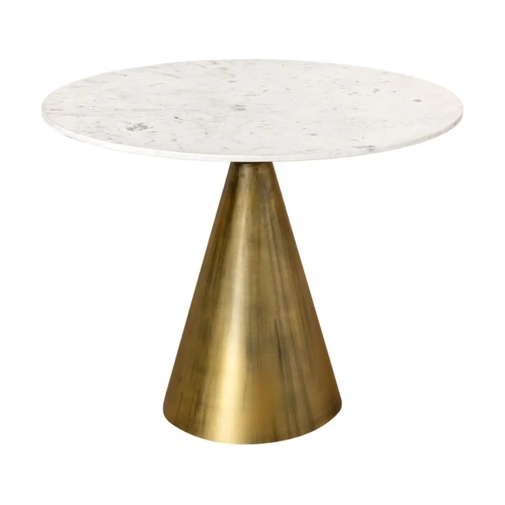 Tavolo rotondo SOLEA – Marmo bianco e base oro – Chic e moderno