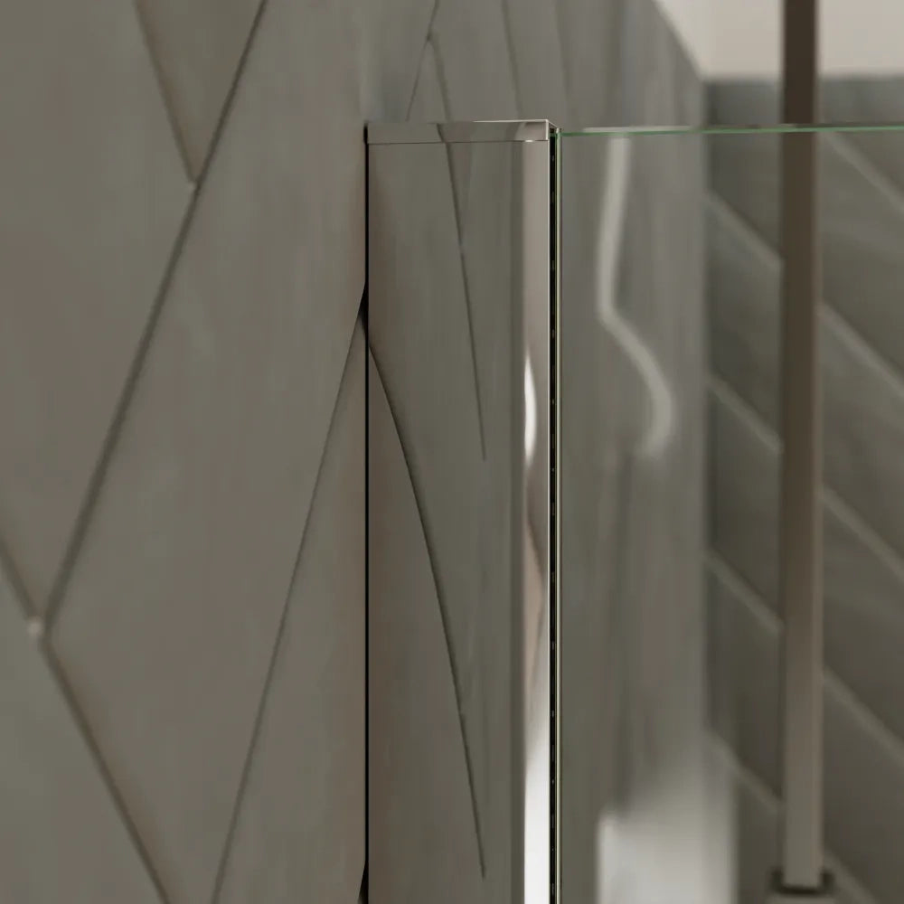 Doccia walk-in 60cm + anta 40cm vetro 8mm trasparente profili cromo | Keros