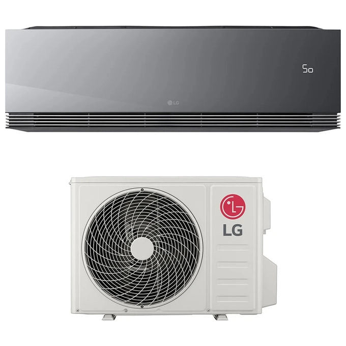 LG climatizzatore monosplit inverter Artcool Mirror AI, 12000 btu, 3,5 kW, classe A+++, Wi-Fi, R32, pannello specchio nero