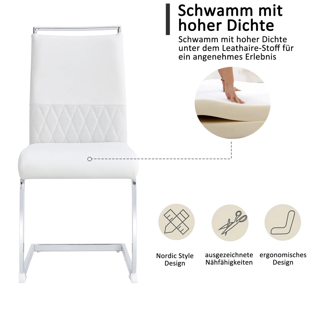 SEDIA Set da 2 pezzi con schienale ergonomico, metallo, bianco