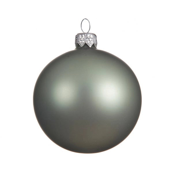 Box Da 6 Decoro Albero Natale Vetro Pallina Verde Salvia Opaco Cm 6
