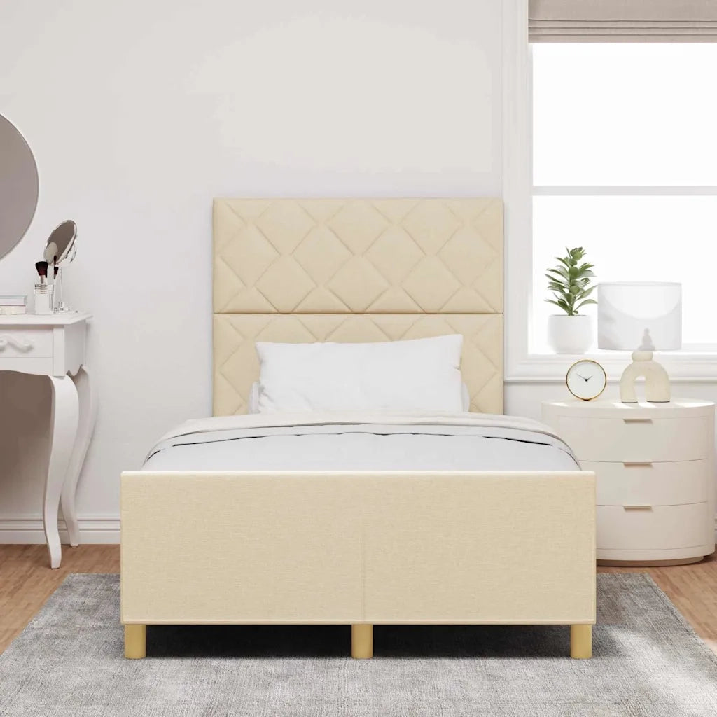Struttura del letto con testiera Crema 120 x 200 cm Tessuto 3344800