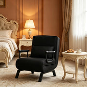 Poltrona letto 3 in 1 con schienale regolabile a 5 posizioni in lino nero 184 × 65 cm