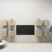 Mobili TV a Parete 8 pz-Set di 8 Credenza per TV sospesa Rovere Sonoma 30,5x30x30 cm