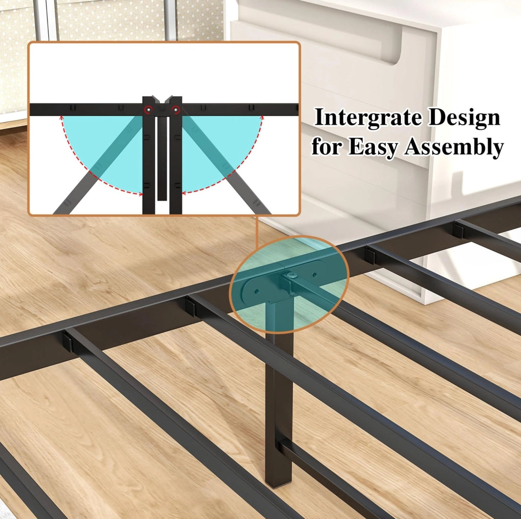 Letto singolo 90 x 200 cm in metallo e MDF con rete e vano sottoletto