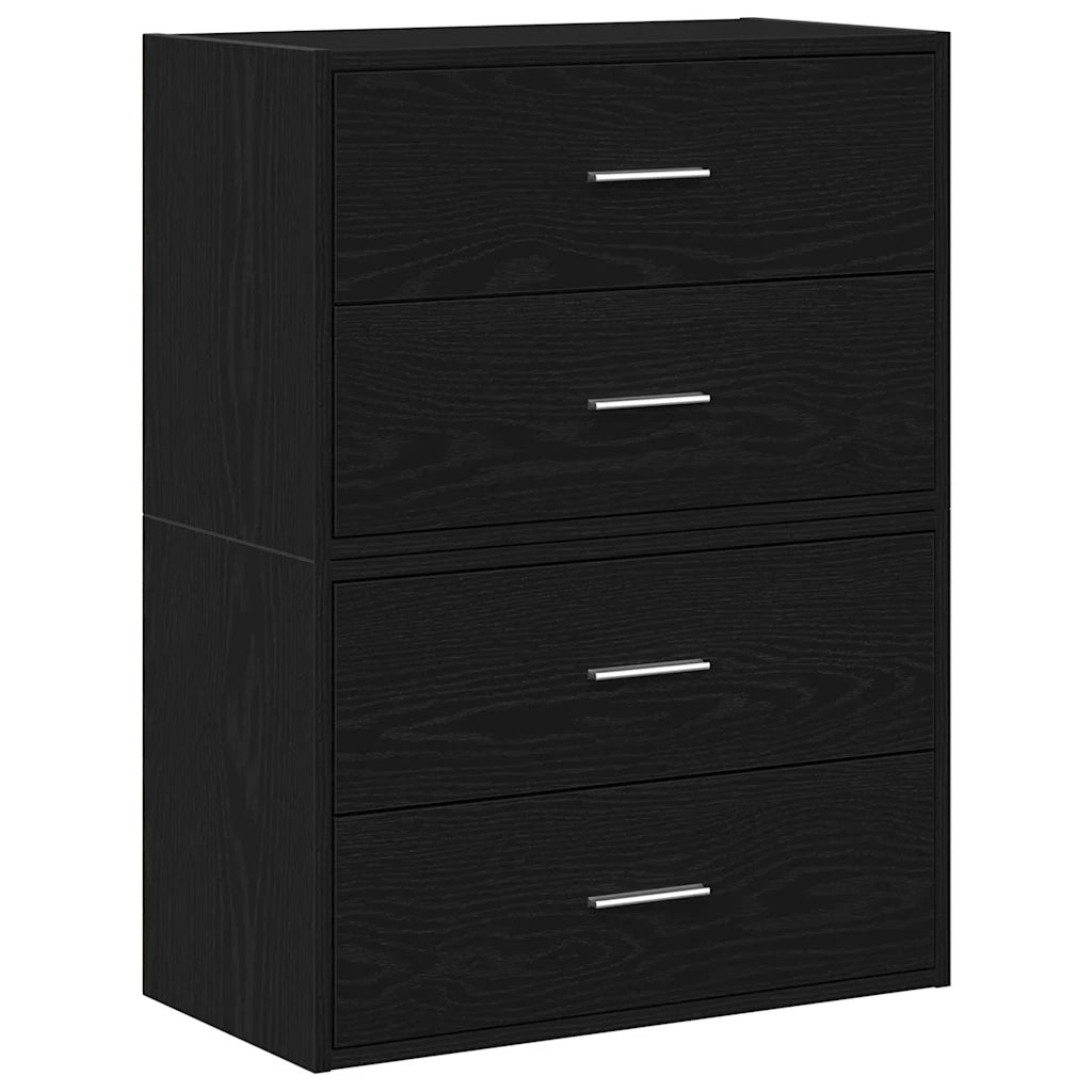 Armadi con 2 Cassetti 2 pz Rovere Nero 60x31x40 cm Truciolato 858824