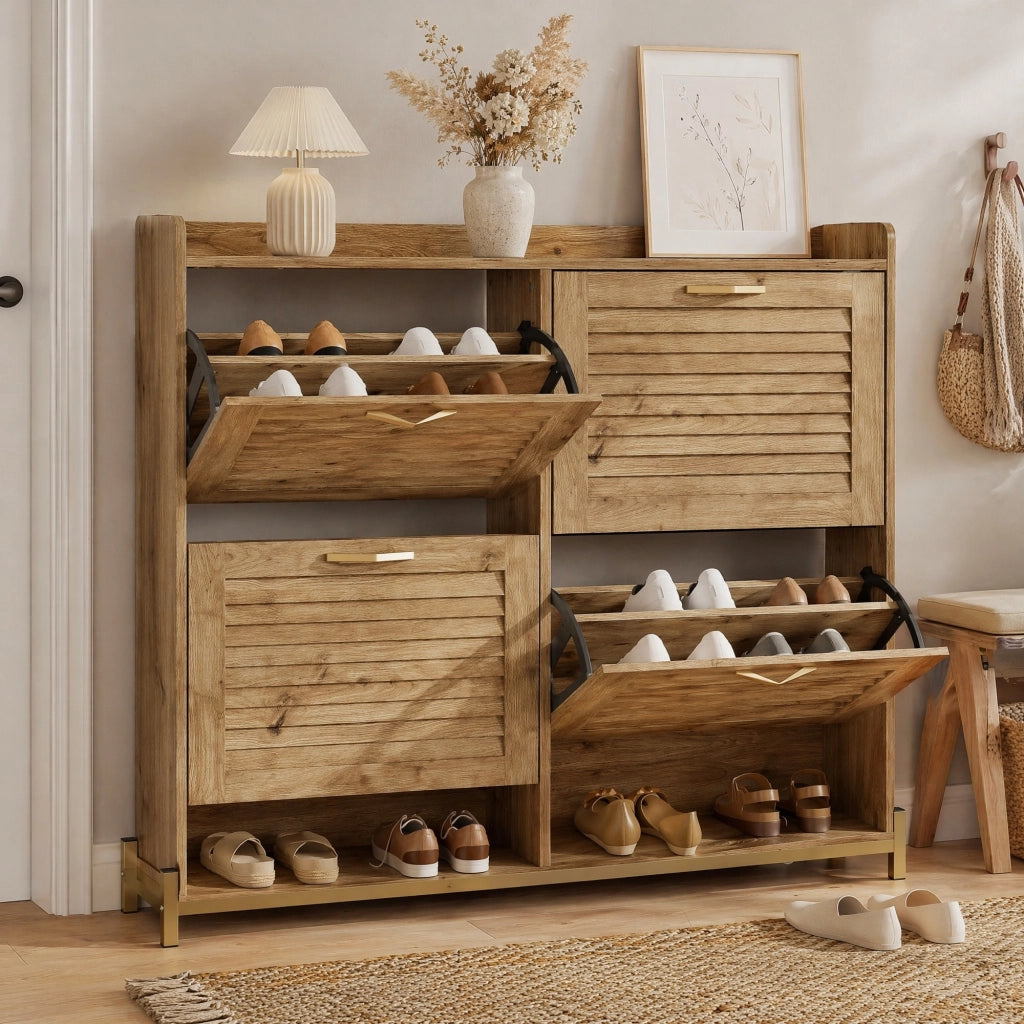 SCARPIERA 4 ante 108,5x24x100 cm MDF colore legno e metallo