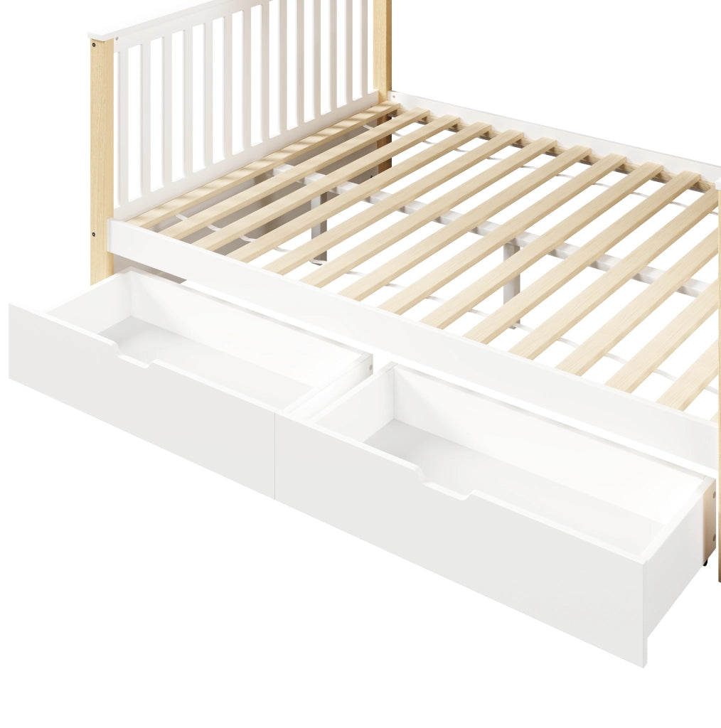 Letto a castello 90x200 e 140x200 cm con cassetti bianco e naturale HOMVRA
