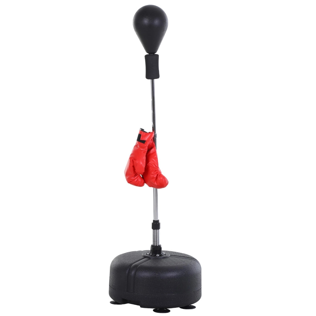 EasyComfort Punching Ball da Terra, Sacco da Boxe da Terra con Base Riempibile, Ventose e Guantoni, Altezza Regolabile 4 Livelli da 136-154 cm, Speed Bag per Home Gym Casa e Palestra, Nero