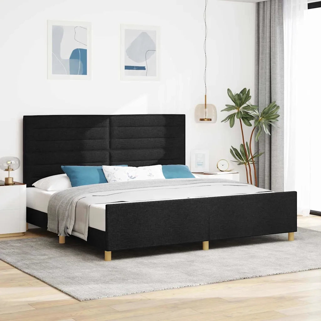 Struttura del letto con testiera Nero 200 x 200 cm Tessuto