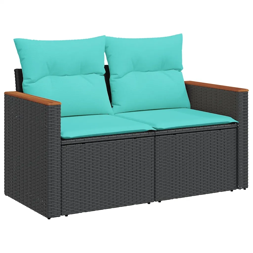 Set Divani da Giardino 7 pz con Cuscini Nero in Polyrattan 3226267