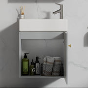 Mobile bagno sospeso con lavabo in ceramica 46 cm con armadietto contenitore