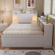 Letto singolo 90x200 cm con testiera contenitore e luci