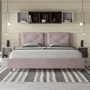 Letto imbottito Matrimoniale 170x210 cm Appia - Con rete,Glicine,Microfibra