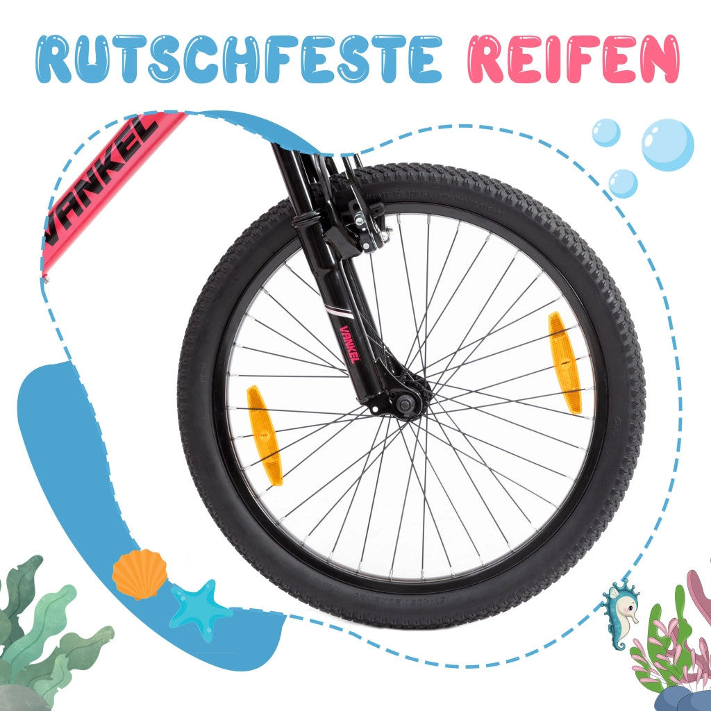 Bicicletta per bambini da 20 pollici rosa con freni V anteriori e posteriori sella regolabile per scuola e tempo libero