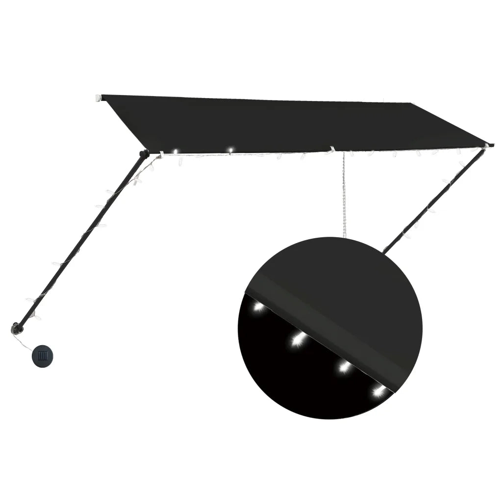 Tenda da Sole Retrattile con LED-Tenda parasole per Patio 300x150 cm Antracite