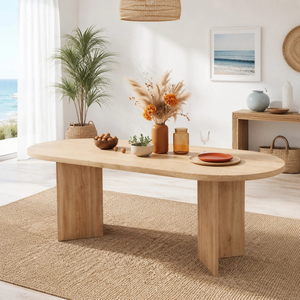 Tavolo da pranzo in MDF effetto rovere; piano da 18 mm; per 6-8 persone