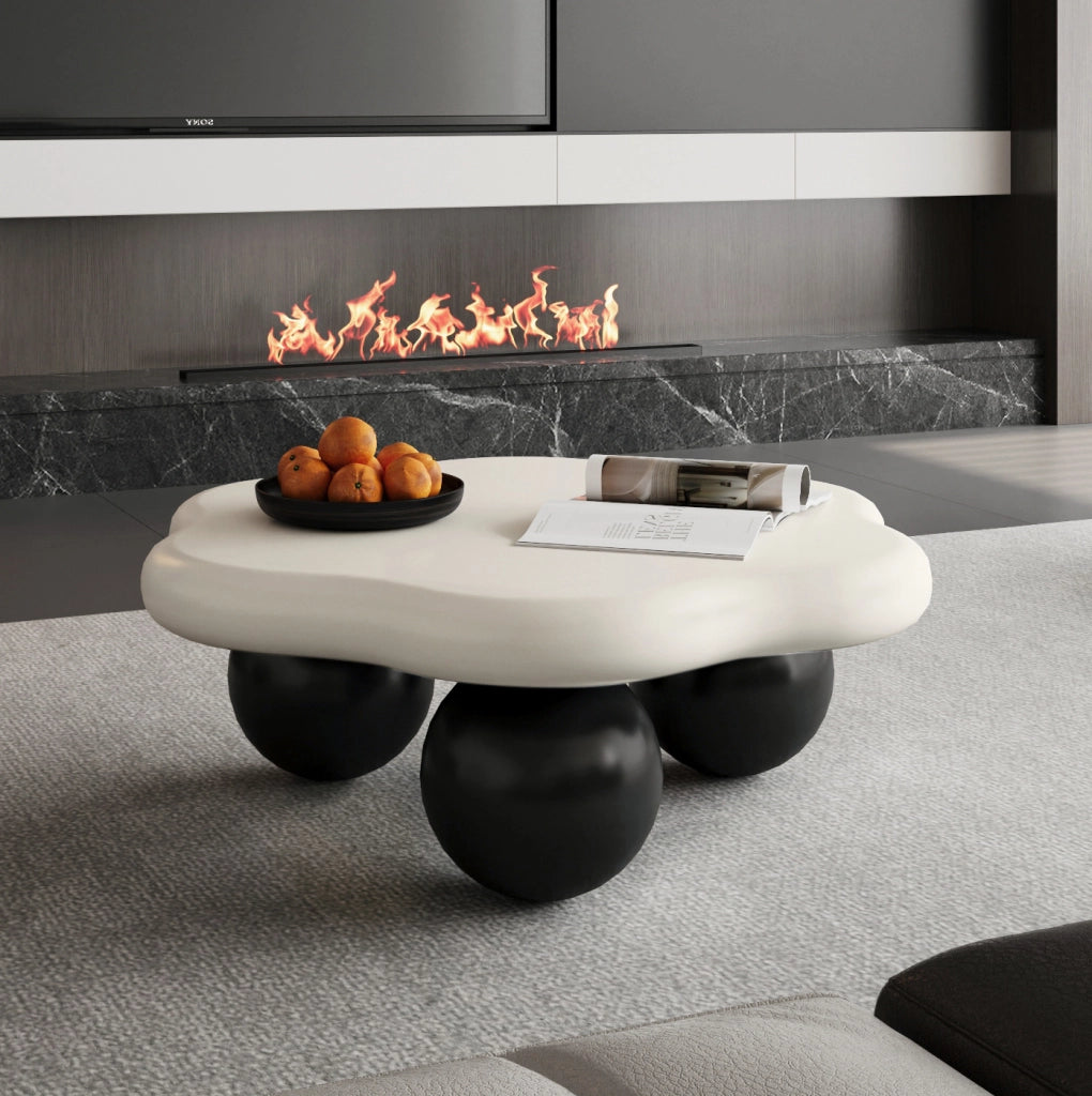 Tavolino a nuvola 80 cm bianco e nero con gambe sferiche