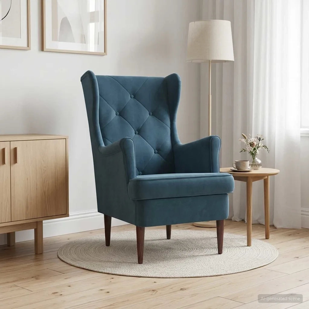Poltrona-Divano Sedia Blu Velluto 462951