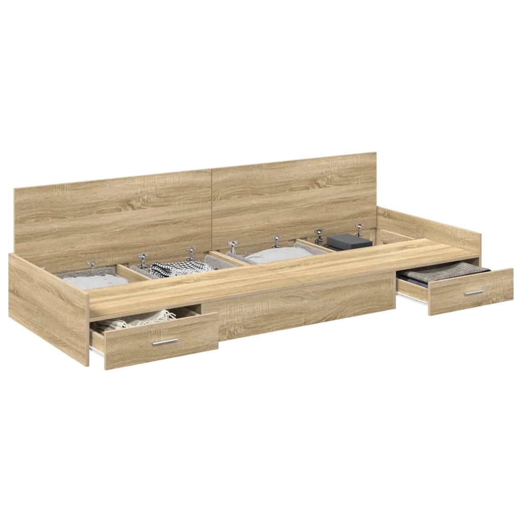 Letto singolo | Letto per adulti | Struttura del letto Rovere Sonoma 90 x 200 cm Legno multistrato