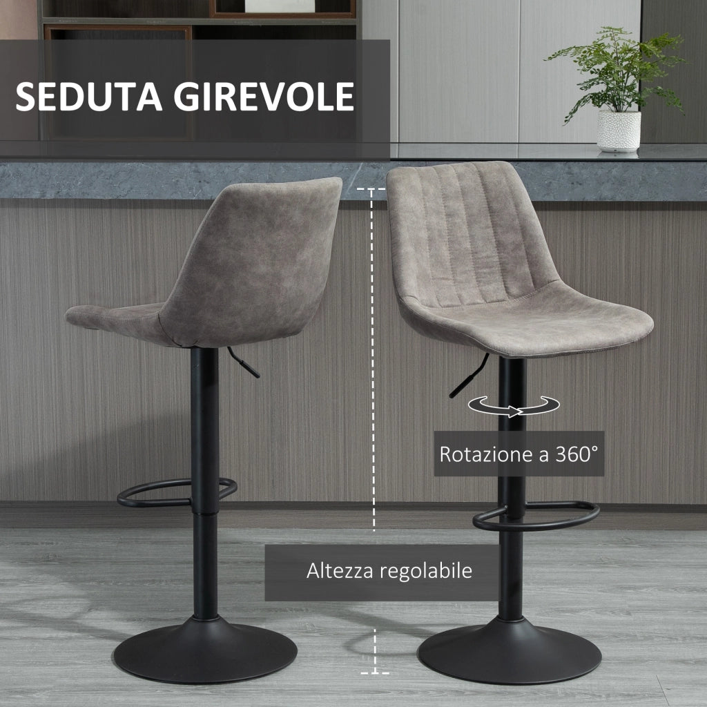Sgabelli da Bar con Schienale e Altezza Regolabile ¨C Zephmum ¨C Grigio
