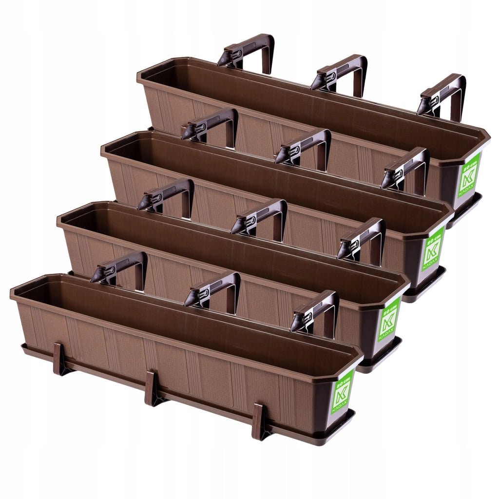 KADAX Fioriera da balcone 80 cm Supporto per vaso Maniglie 4 pezzi
