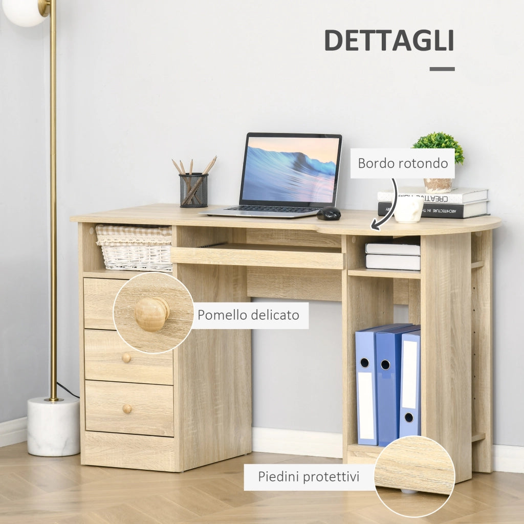 Scrivania Ufficio con Scaffali e Cassetti in Legno ¨C Zephmum ¨C 125x60x74cm