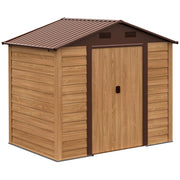 Easycomfort Casetta da Giardino in Lamira Porta Attrezzi con Porte Scorrevoli, Effetto Legno, 152x235.7x208.7cm