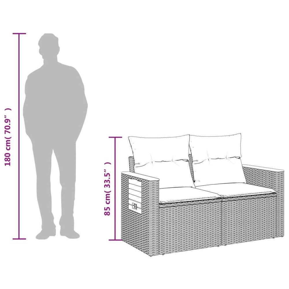 2-seater Garden Sofa With Cushions, Grey Poly Rattan