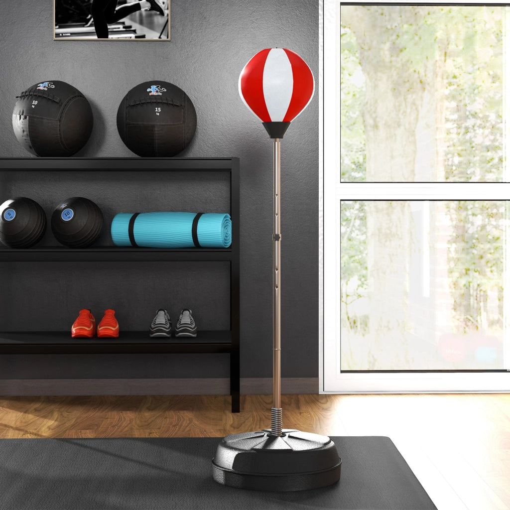 Sacco da Boxe su Piede Regolabile ¨C zephmum ¨C con Guanti, Pompa e Base 126-144 cm