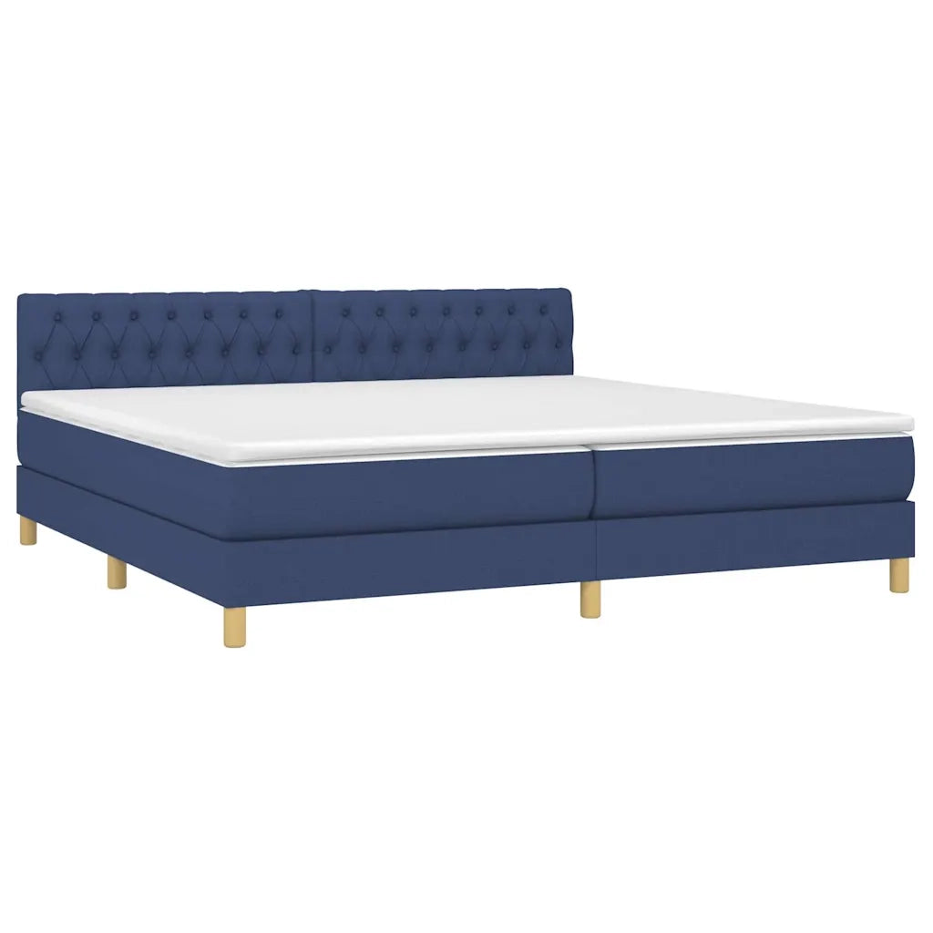 Letto a Molle Materasso e LED Blu 200x200cm in Tessuto 3133987