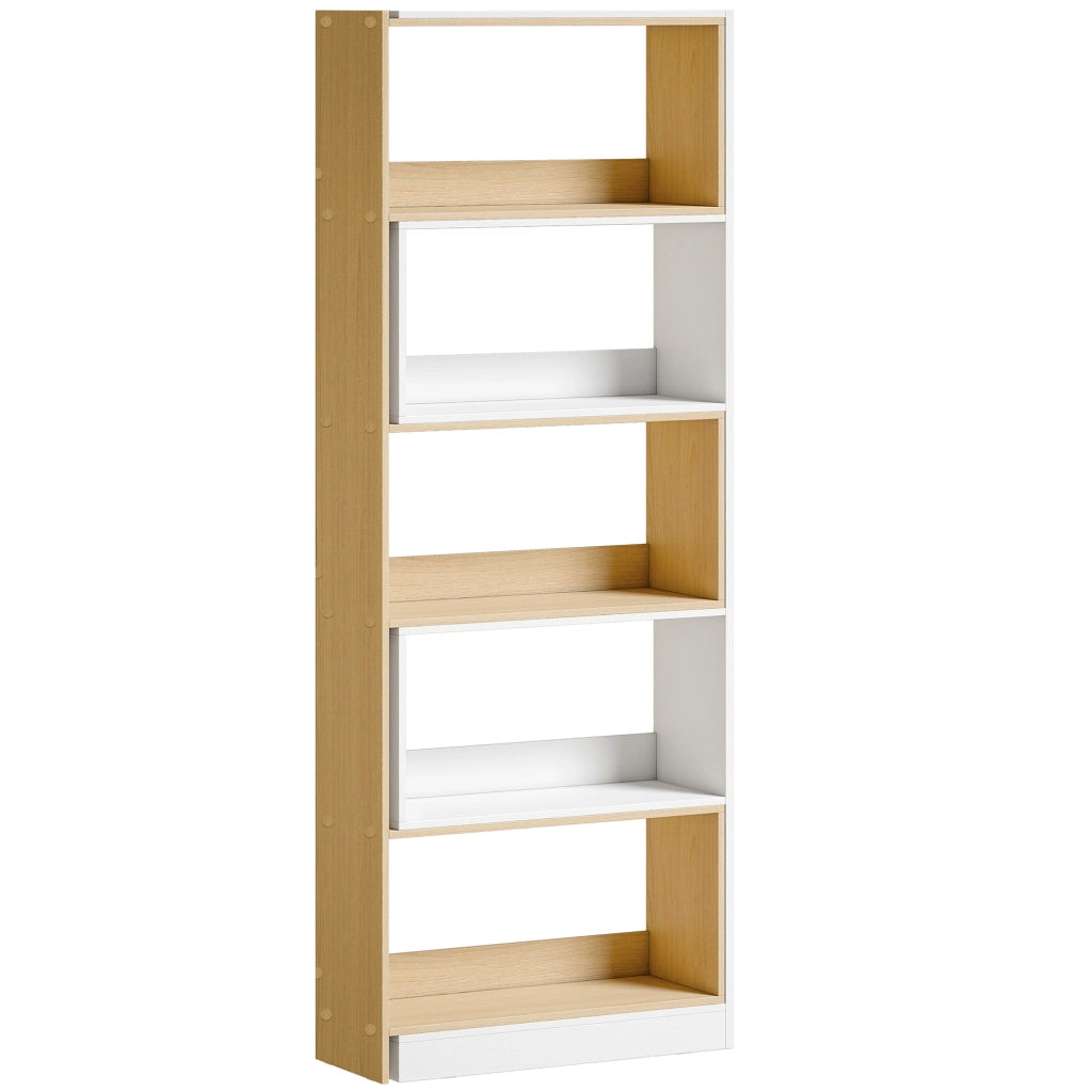 Libreria 111.5x23.8x163.7 cm trasformabile in truciolare naturale e bianco