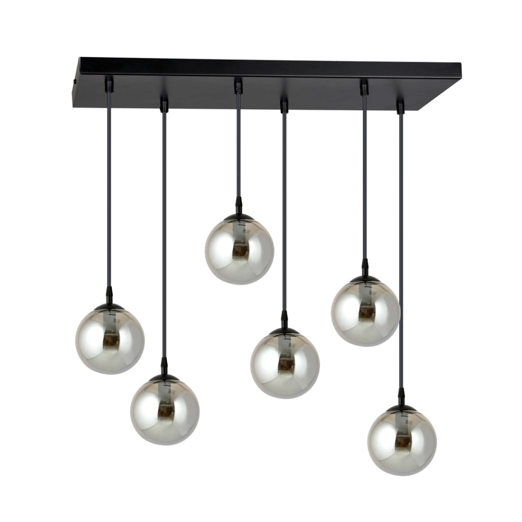 Lampadario Emibig Cosmo 6 luci E14 nero grafite dimmerabile