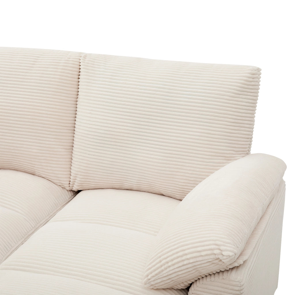 Divano modulare a U 4 posti con contenitori, USB e velluto a coste beige