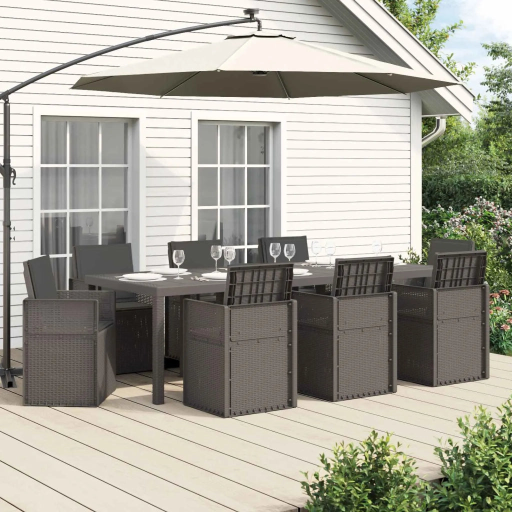 Set da Pranzo per Giardino 9 pcs Grigio chiaro e Antracite PP 3430100
