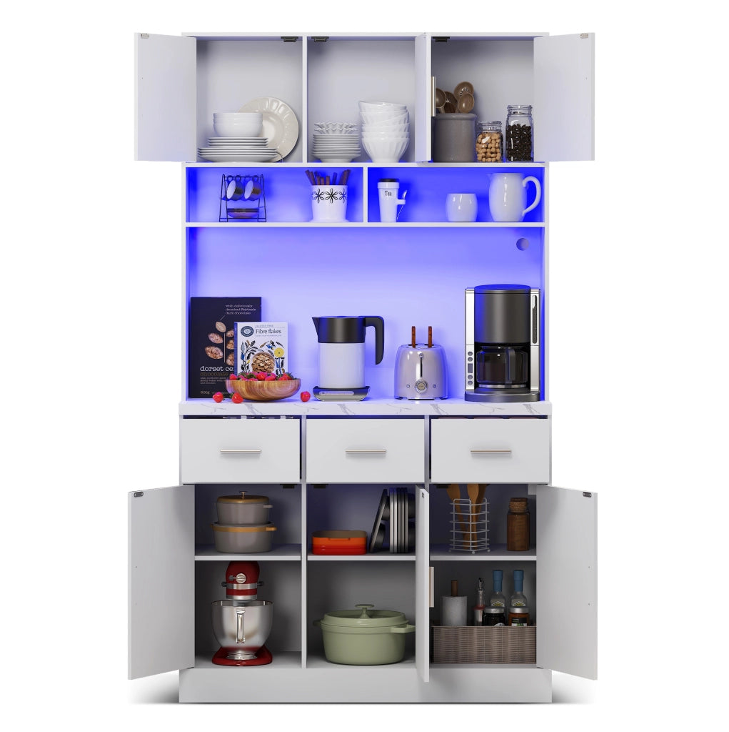 Mobile da cucina 100x40x180 cm bianco MDF, LED con prese USB