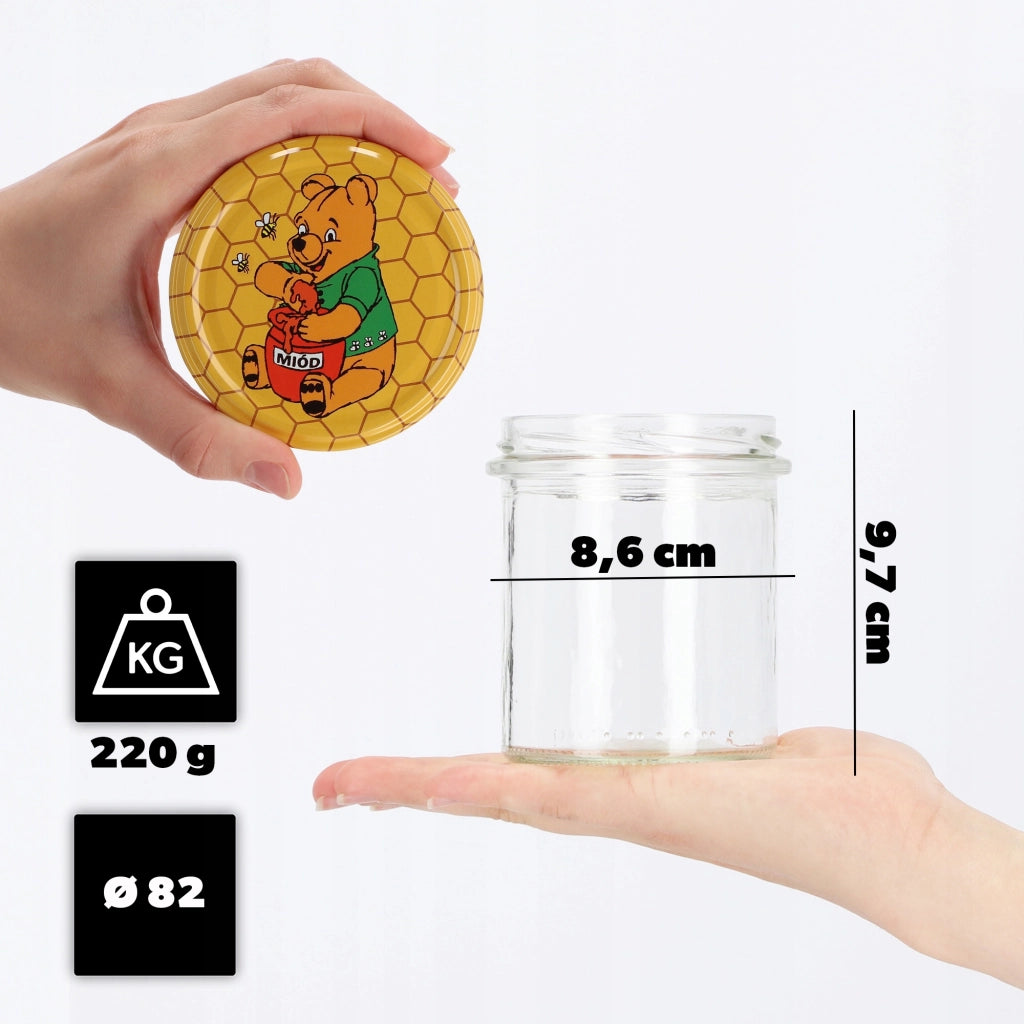 KADAX Avila barattoli di vetro 350ml 10pz 82mm + coperchi "Miele"