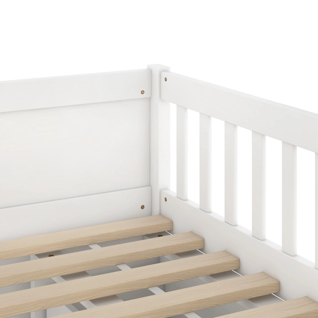Letto a soppalco 90 × 200 cm 1 posto con 4 cassetti; barriere e scala; senza materasso; pino bianco