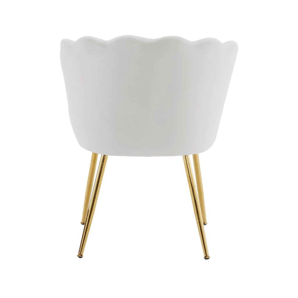 Set di 6 Sedie Moderne in Velluto con Schienale a Forma di Fiore e Gambe in Metallo Dorato per Soggiorno e Camera da Letto