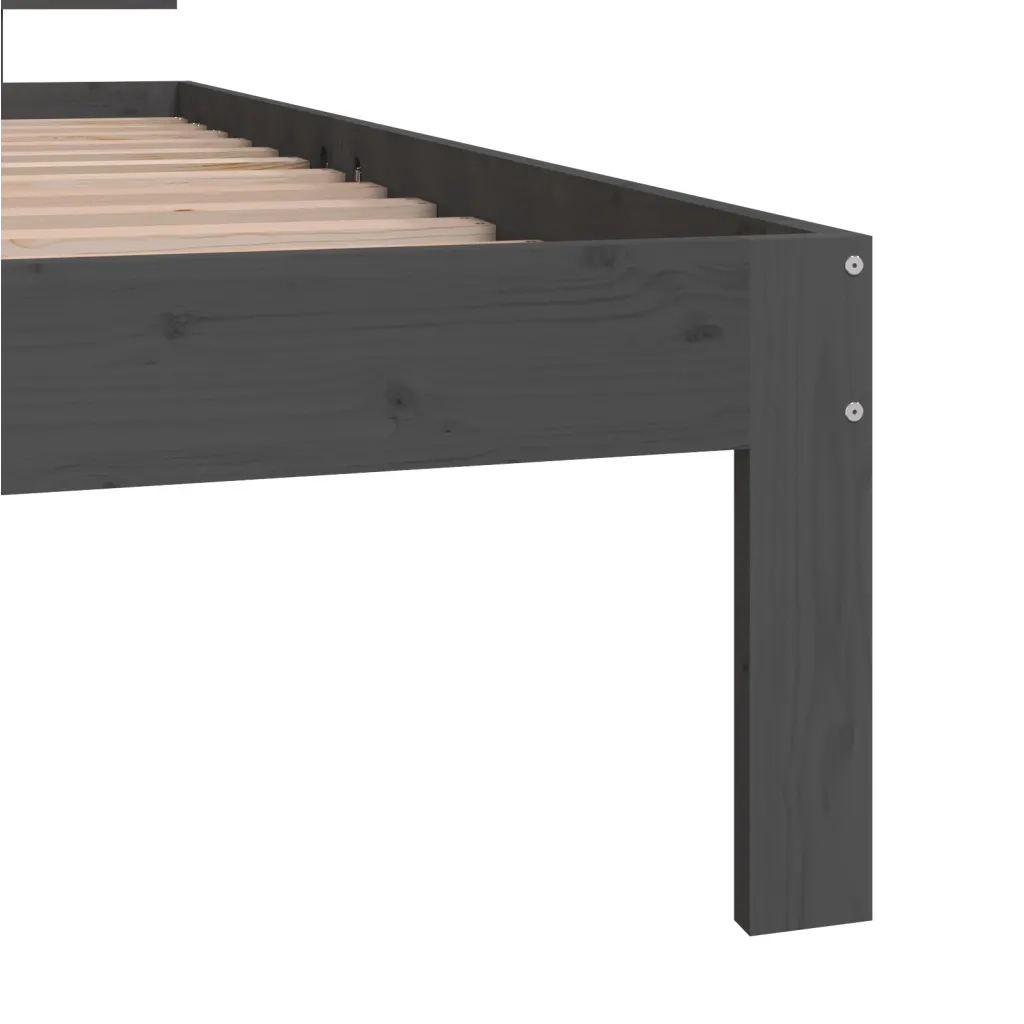 Giroletto-Struttura Letto Grigio in Legno Massello di Pino 90x200 cm