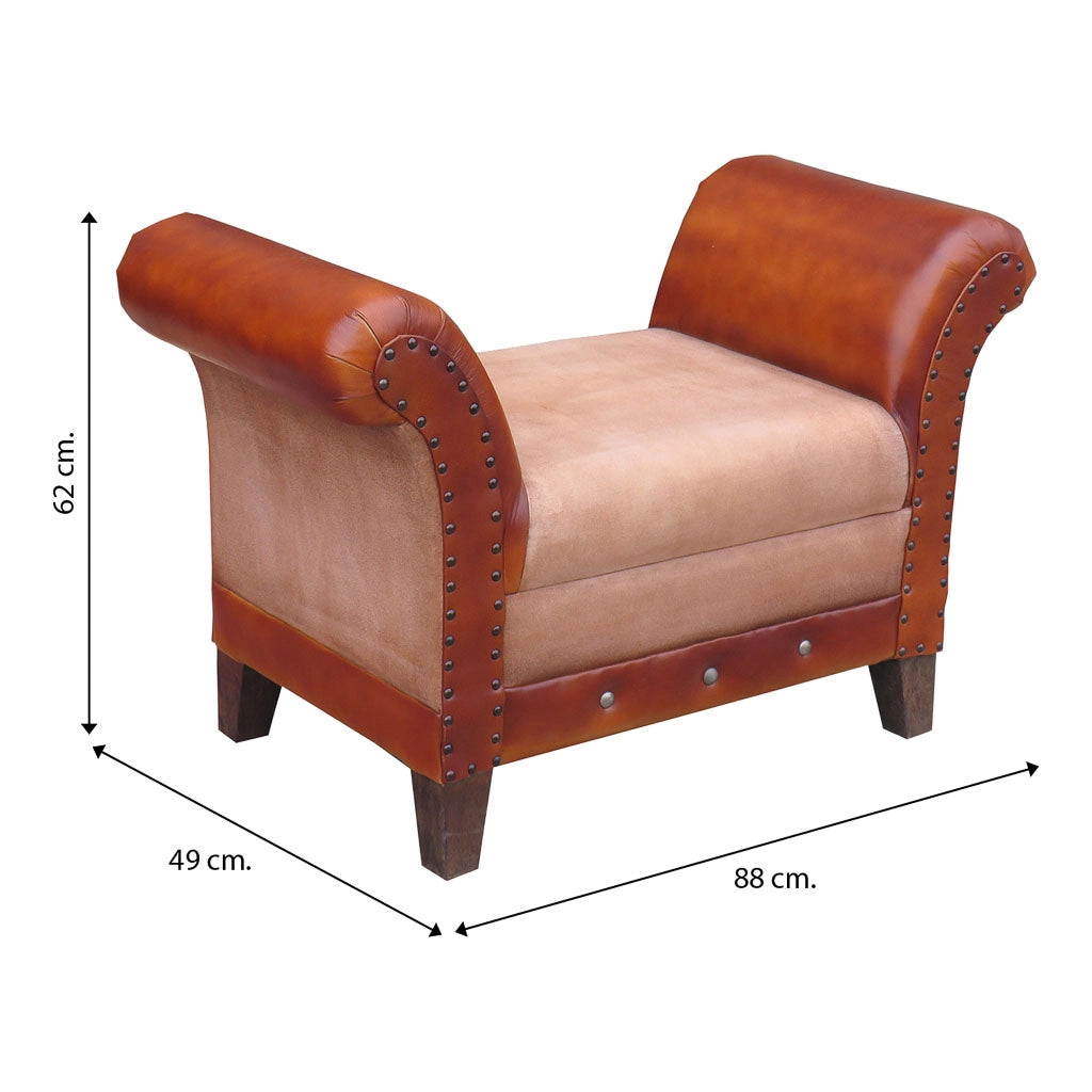 Divanetto imbottito marrone 88x49x62h