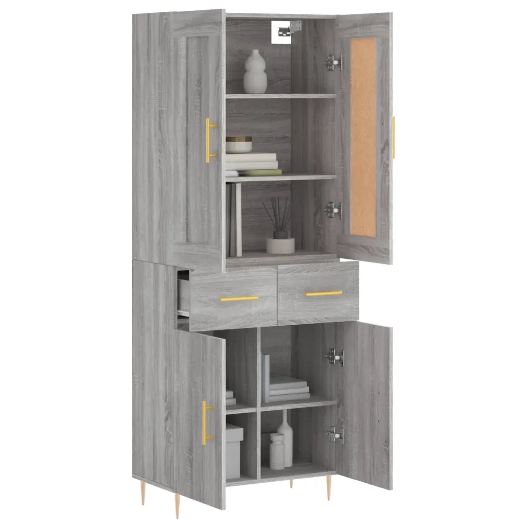 Credenza | Madia | Buffet da pranzo | Armadio da pranzo Grigio Sonoma 69,5x34x180 cm in Legno Multistrato