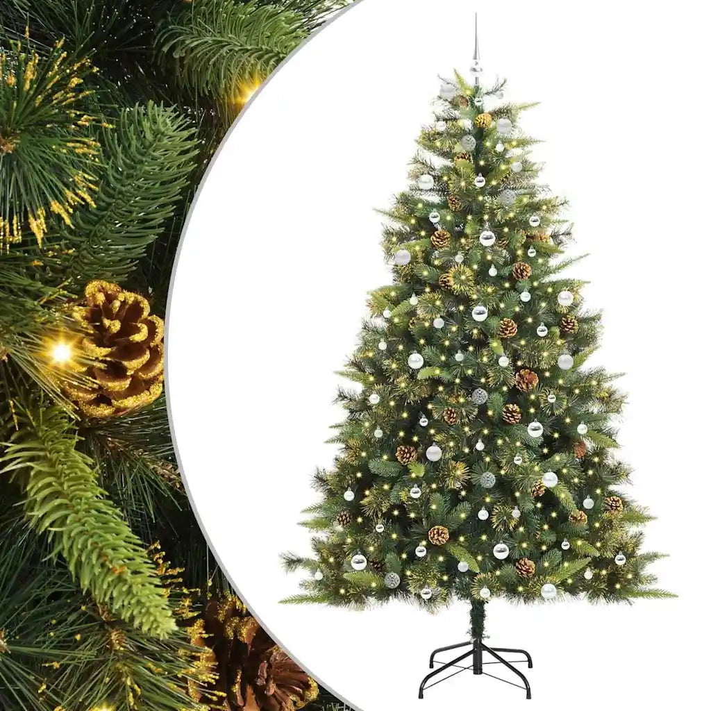 Albero di Natale artificiale pieghevole con coni Verde 240 cm 3395112